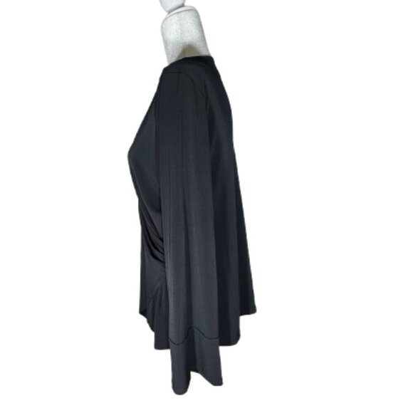 Rafaella Black  Wrap & Ruched Front Long Sleeve V-Neck Blouse Size Large - Picture 5 of 8